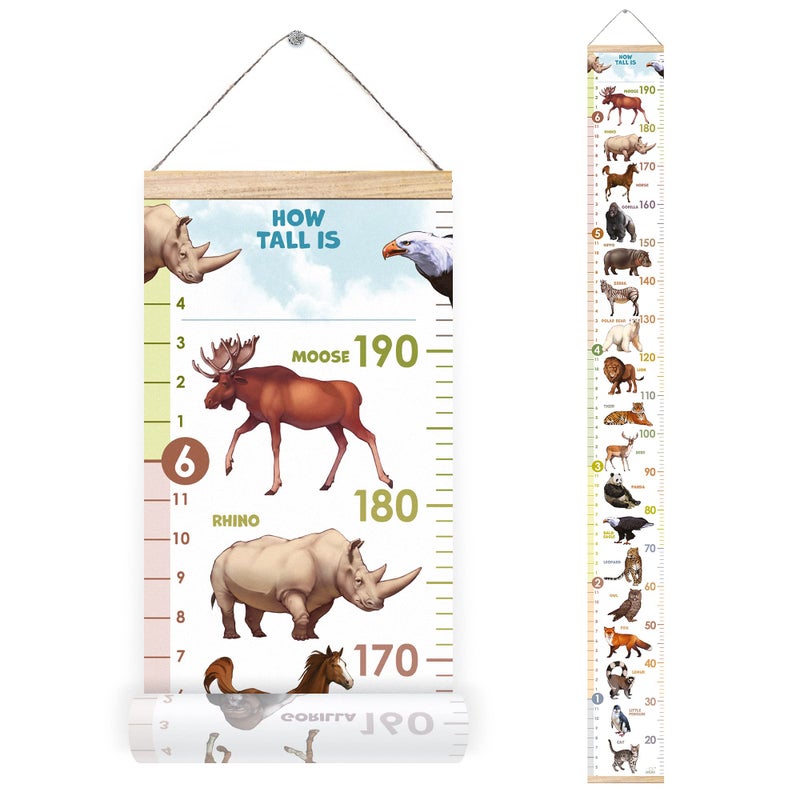 LIFELIKO Personalised Growth Chart for Animal Lovers, Removable Wall Ruler for Boys and Girls, Kid’s Room Decoration (Multicolor) - Image 1